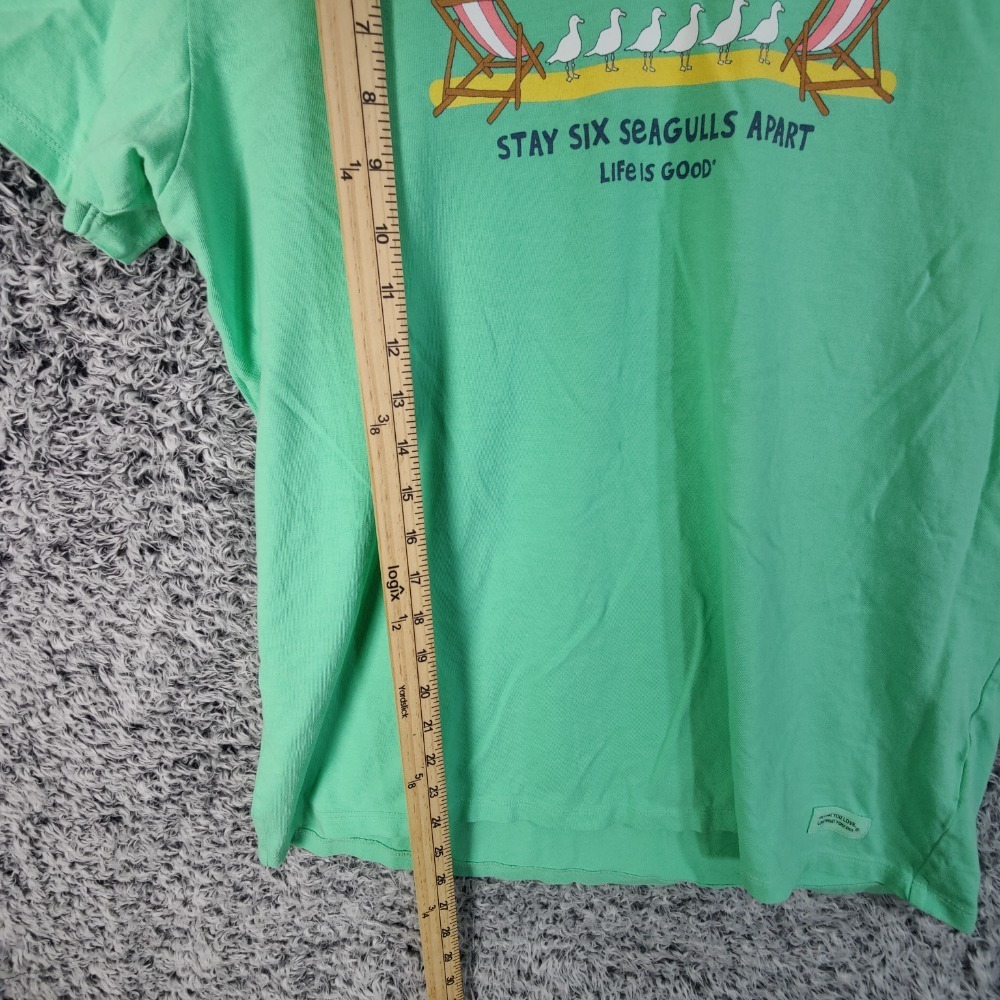 Life is Good Crusher Tee Stay Six Seagulls Apart‎ V-Neck T-Shirt Large - Picture 4 of 8